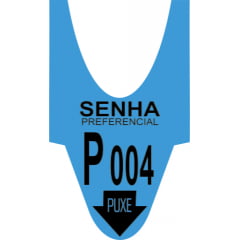 Rolo / Bobina de Senha Atendimento Numerada 3 Dígitos de P000 a P999 com 2000 Senhas Preferencial Azul