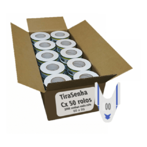 Senha Numerada 2 Dígitos 20 Séries de 00 a 99 Caixa c/ 50 rolos c/ 2000 Senhas Cor Azul Senha Numerada 2 Dígitos 20 Séries de 00 a 99 Caixa c/ 50 rolos c/ 2000 Senhas Cor Azul