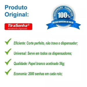 Senha Numerada 2 Dígitos 20 Séries de 00 a 99 Caixa c/ 50 rolos c/ 2000 Senhas Cor Verde