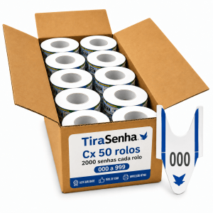 Senha Numerada 3 Dígitos 2 Séries de 000 a 999 Caixa c/ 50 rolos c/ 2000 Senhas Cor AZUL Senha Numerada 3 Dígitos 2 Séries de 000 a 999 Caixa c/ 50 rolos c/ 2000 Senhas Cor AZUL