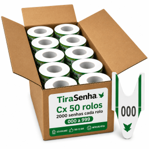 Senha Numerada 3 Dígitos 2 Séries de 000 a 999 Caixa c/ 50 rolos c/ 2000 Senhas Cor VERDE