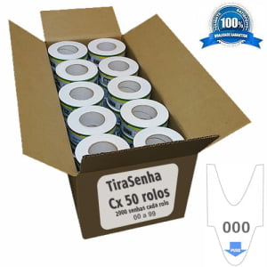 Bobina de Senha Numerada 3 Dígitos 000 a 999 AZ c/ 2000 senhas Caixa c/ 50 Rolos