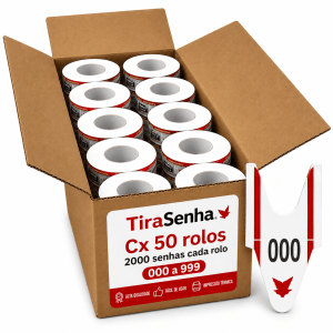Senha Numerada 3 Dígitos 2 Séries de 000 a 999 Caixa c/ 50 rolos c/ 2000 Senhas Cor VERMELHA Senha Numerada 3 Dígitos 2 Séries de 000 a 999 Caixa c/ 50 rolos c/ 2000 Senhas Cor VERMELHA