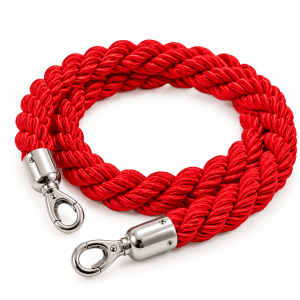Corda de Nylon Vermelha 30 mm x 1,50 m para Pedestal com Gancho Cromado