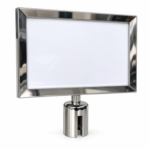 Display A4 em Aço Inox Horizontal para Pedestal Organizador de Filas TS-Fila