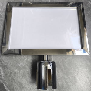 Display A4 em Aço Inox Horizontal para Pedestal Organizador de Filas TS-Fila
