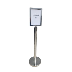 DISPLAY A4 RETRATO AÇO INOX 2,5" P/ PEDESTAL ORGANIZADOR, DIVISOR E DEMARCADOR TS FILA RETRÁTIL