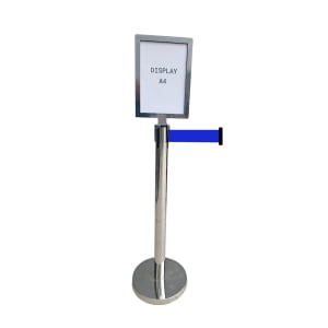 KIT Display A4 MDF + Pedestal Organizador TS-Fila Inox com Fita Retrátil de 3 Metros