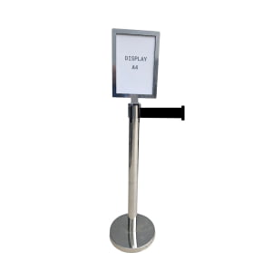 KIT Display A4 MDF + Pedestal Organizador TS-Fila Inox com Fita Retrátil de 3 Metros