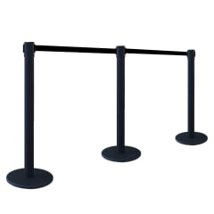 PACK C/ 20 PEDESTAL ORGANIZADOR, DIVISOR E DEMARCADOR TS FILA AÇO PRETO C/ FITA RETRÁTIL 3 METROS