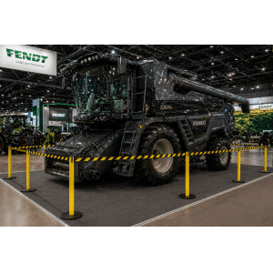 Pedestal Demarcador TS Fila Industrial – Aço Carbono Amarelo com Fita Retrátil Zebrada Preta e Amarela (4,5 metros)