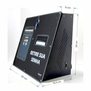 Painel de Senha e Guichê Eletrônico com Impressora de Senhas Digital TS-Print Visor Touch 8" Configurável até 9 filas