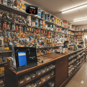 Painel de Senha e Guichê Eletrônico A-25 com Impressora de Senhas Digital TS-Print Visor Touch 8"  e Atendimento Preferencial