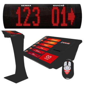 Sistema de Senhas Completo com Painel LED e Impressora – Até 6 Opções de Atendimento com 10 Controles Sem Fio