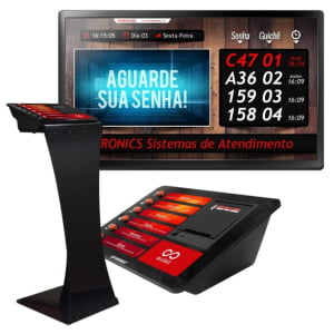 Sistema de Senhas Completo com Totem, Impressora Térmica com Corte Automático, Software com Modulo de Painel de senhas na TV para até 6 Atendimentos Sistema de Senhas Completo com Totem, Impressora Térmica com Corte Automático, Software com Modulo de Painel de senhas na TV para até 6 Atendimentos