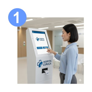 Totem Emissor de Senhas TS-Totem WIN – Tela Touch 15,6" e Impressora Térmica com Corte Automático