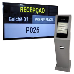 Totem Emissor de Senhas TS-Totem WIN com Windows (Trial), Tela Touch 15,6?, Impressora Térmica com Corte Automático + Sistema de Gestão de Atendimento PassPanel