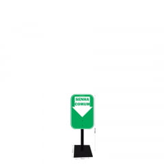 Suporte Pedestal Para Dispensador de Senhas Manual com Placa Retire sua Senha Atendimento Comum Verde