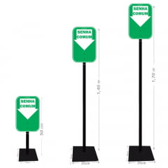 Suporte Pedestal Para Dispensador de Senhas Manual com Placa Retire sua Senha Atendimento Comum Verde
