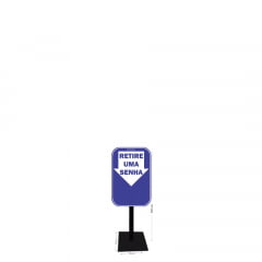 Suporte Pedestal Para Dispensador de Senhas Manual com Placa Retire sua Senha Azul